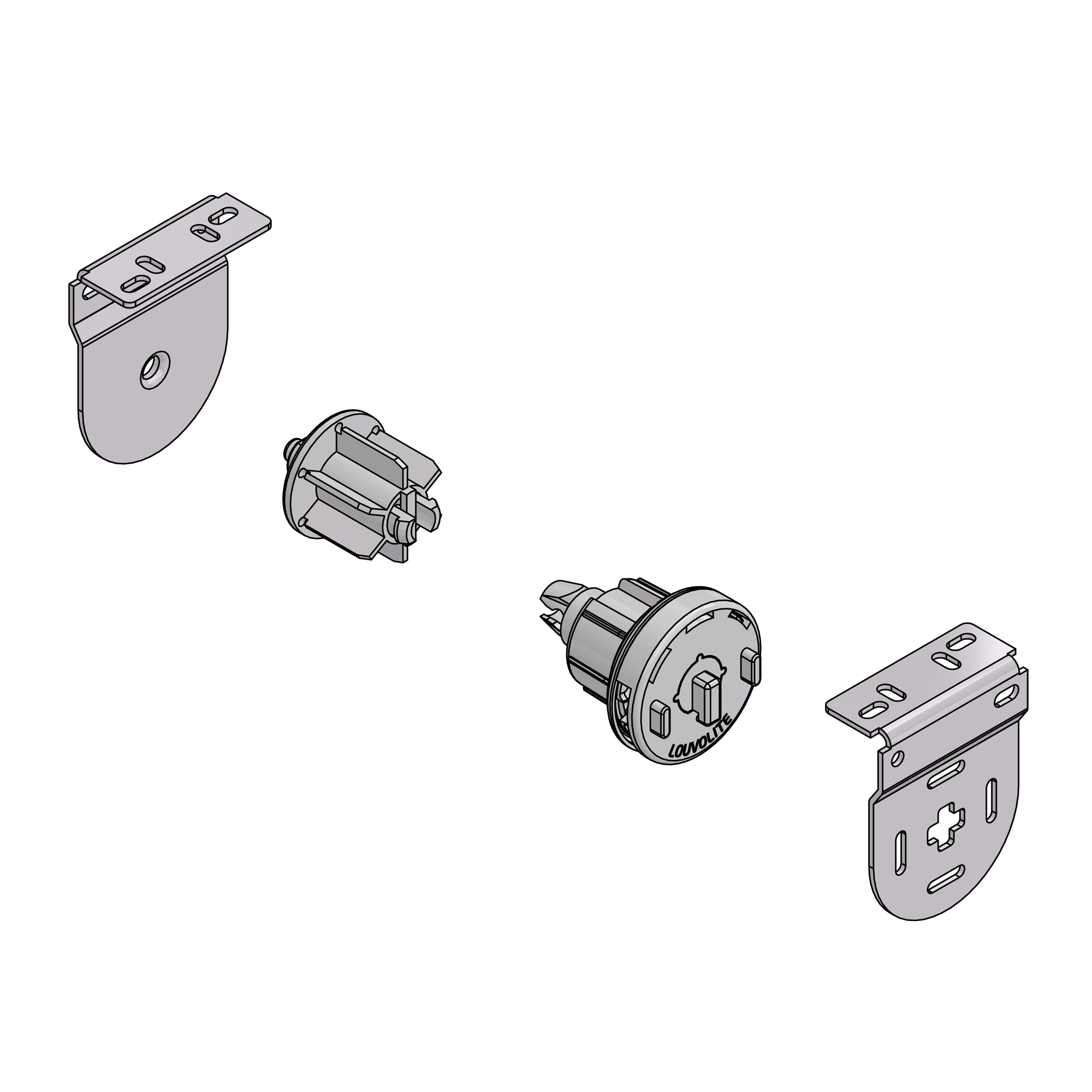 SYSTEM 32 SIDE CONTROL SLIDE LOCK END SET STANDARD WHITE PIN METAL BRACKETS