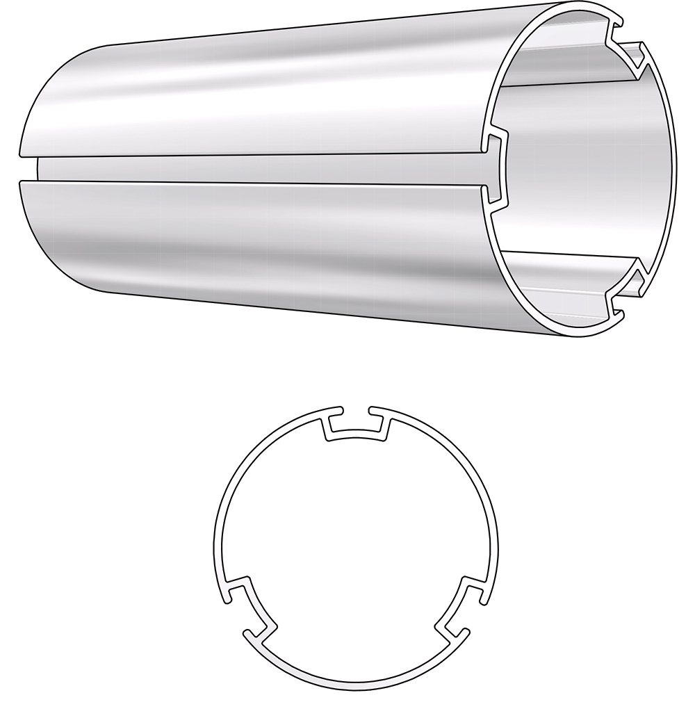 ROLLER TUBE 5.0M ALUMINIUM TRIPLE SLOT 45MM O.D.