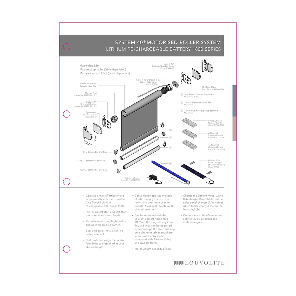 TECHNICAL SPECIFICATION - SYSTEM 40 MOTORISED 1800 SERIES