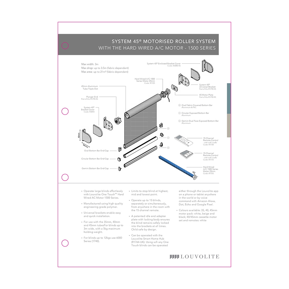 TECHNICAL SPECIFICATION - SYSTEM 45 - MOTORISED 1500 SERIES