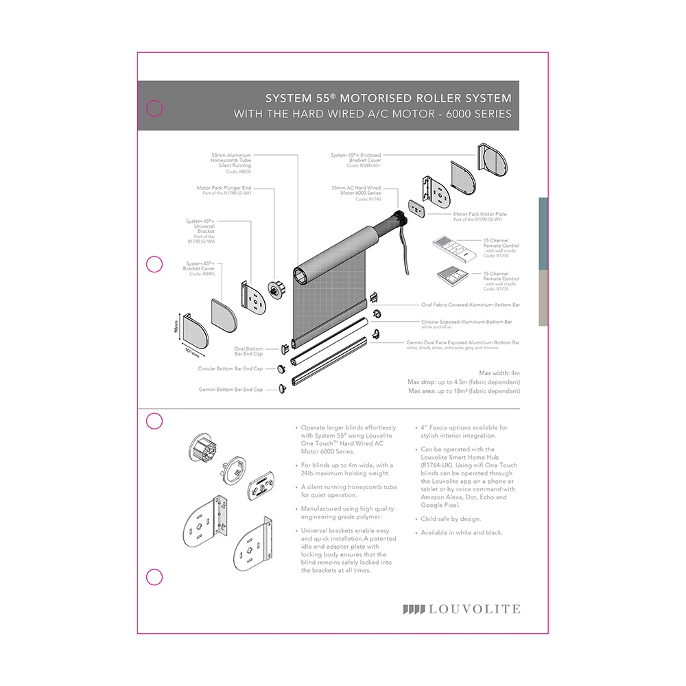 TECHNICAL SPECIFICATION - SYSTEM 55 - MOTORISED 6000 SERIES