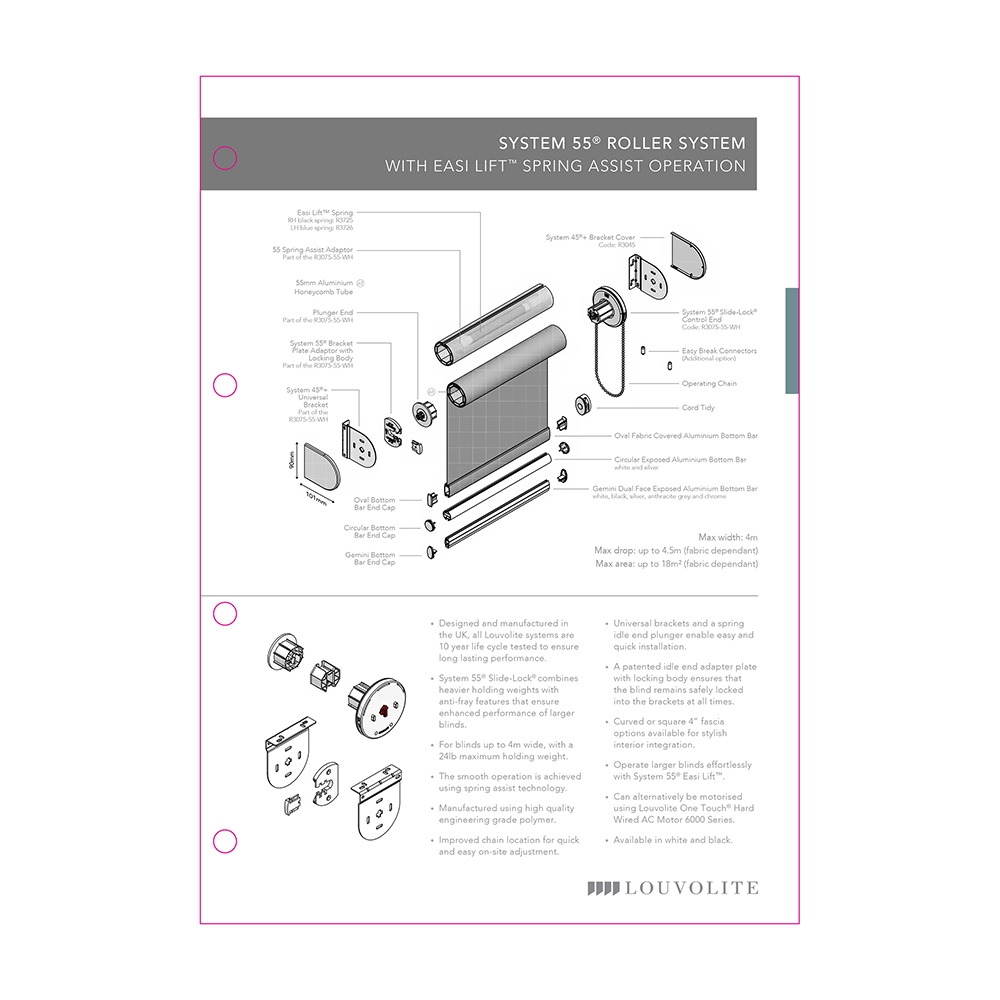 TECHNICAL SPECIFICATION - SYSTEM 55 - EASI LIFT SPRING