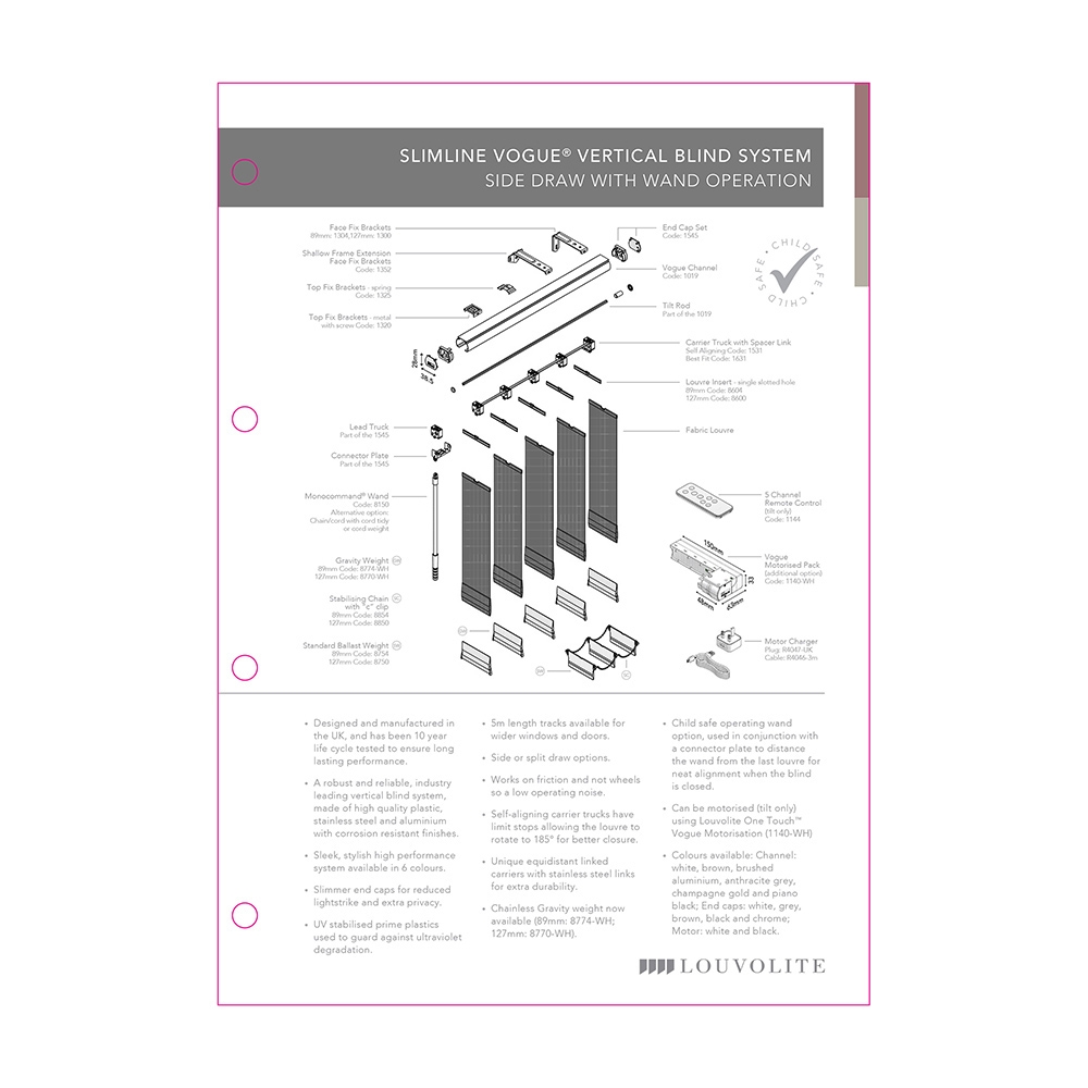 TECHNICAL SPECIFICATION - SLIMLINE VOGUE