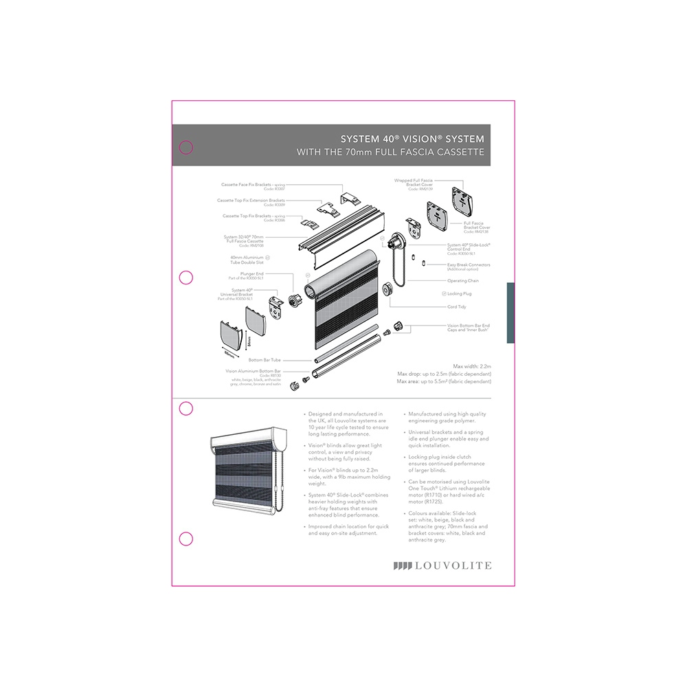 TECHNICAL SPECIFICATION - VISION 70MM FASCIA