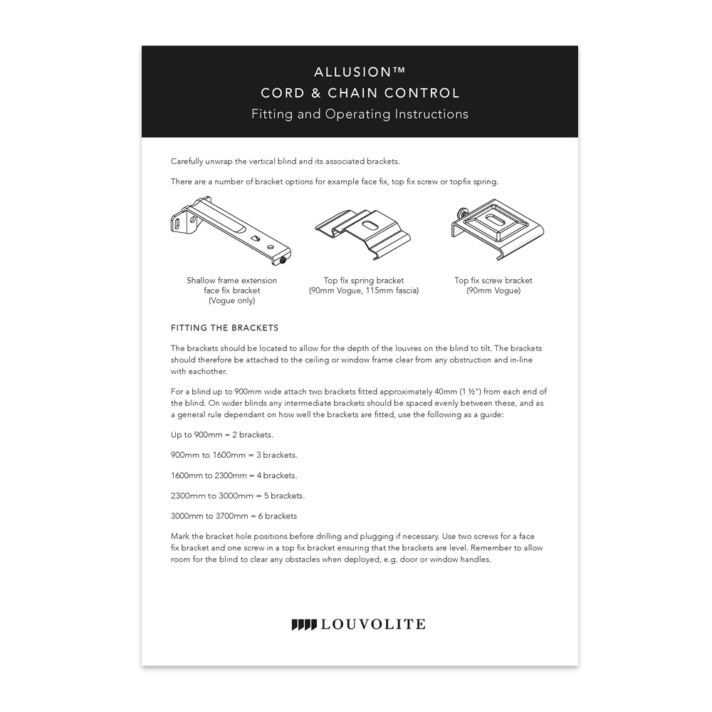 FITTING INSTRUCTIONS - ALLUSION-CORD CONTROL